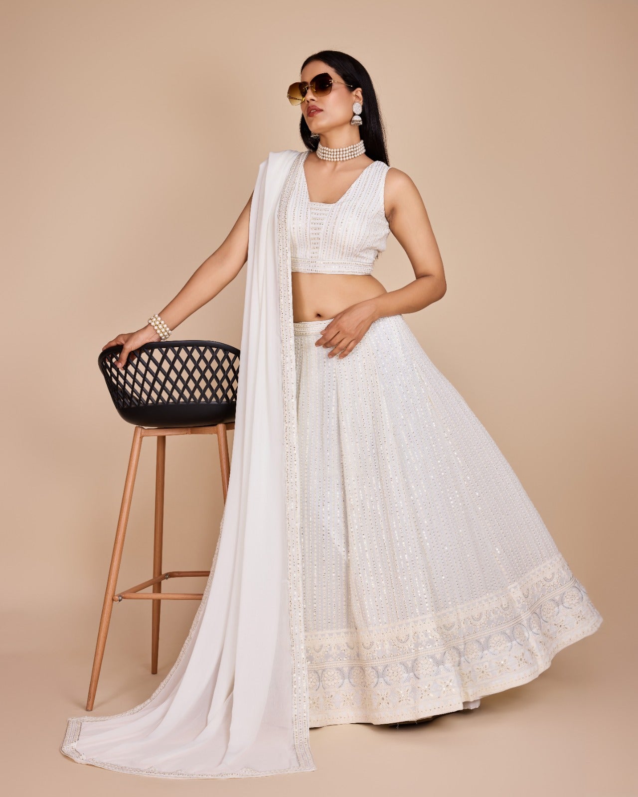 Pearl Elegance White Lehenga Choli