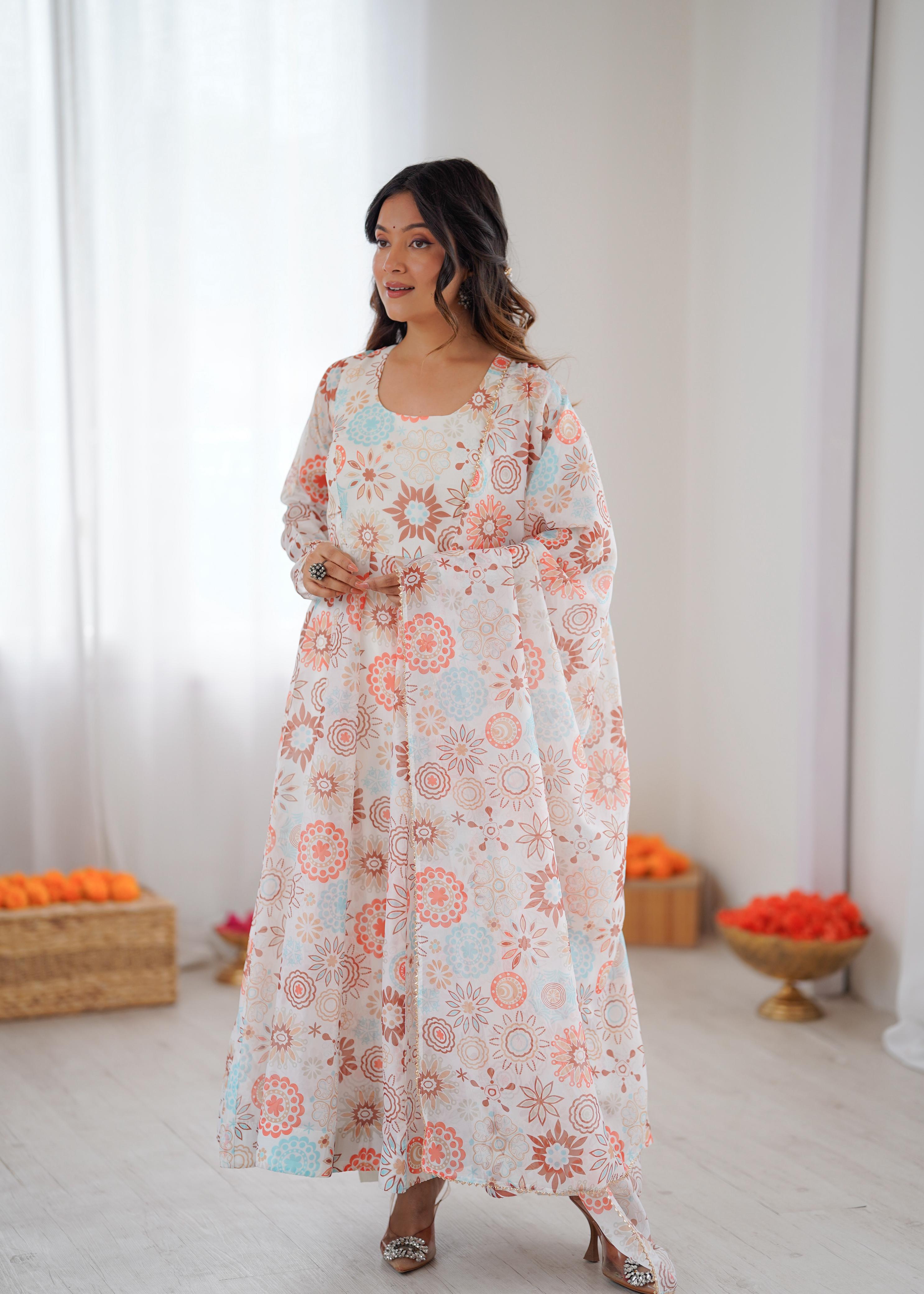 NEW SUNKISSED FLORAL PRINT KURTA PANT SET WITH DUPATTA