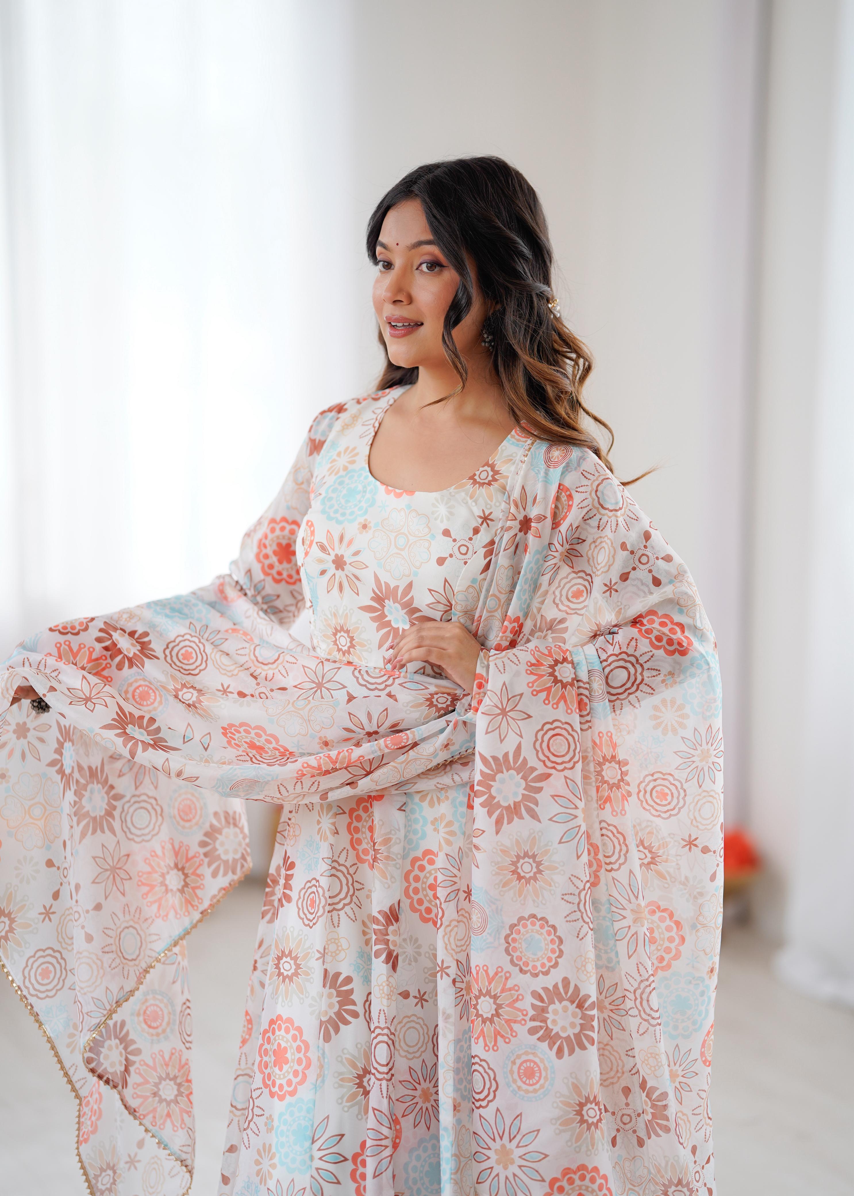 NEW SUNKISSED FLORAL PRINT KURTA PANT SET WITH DUPATTA