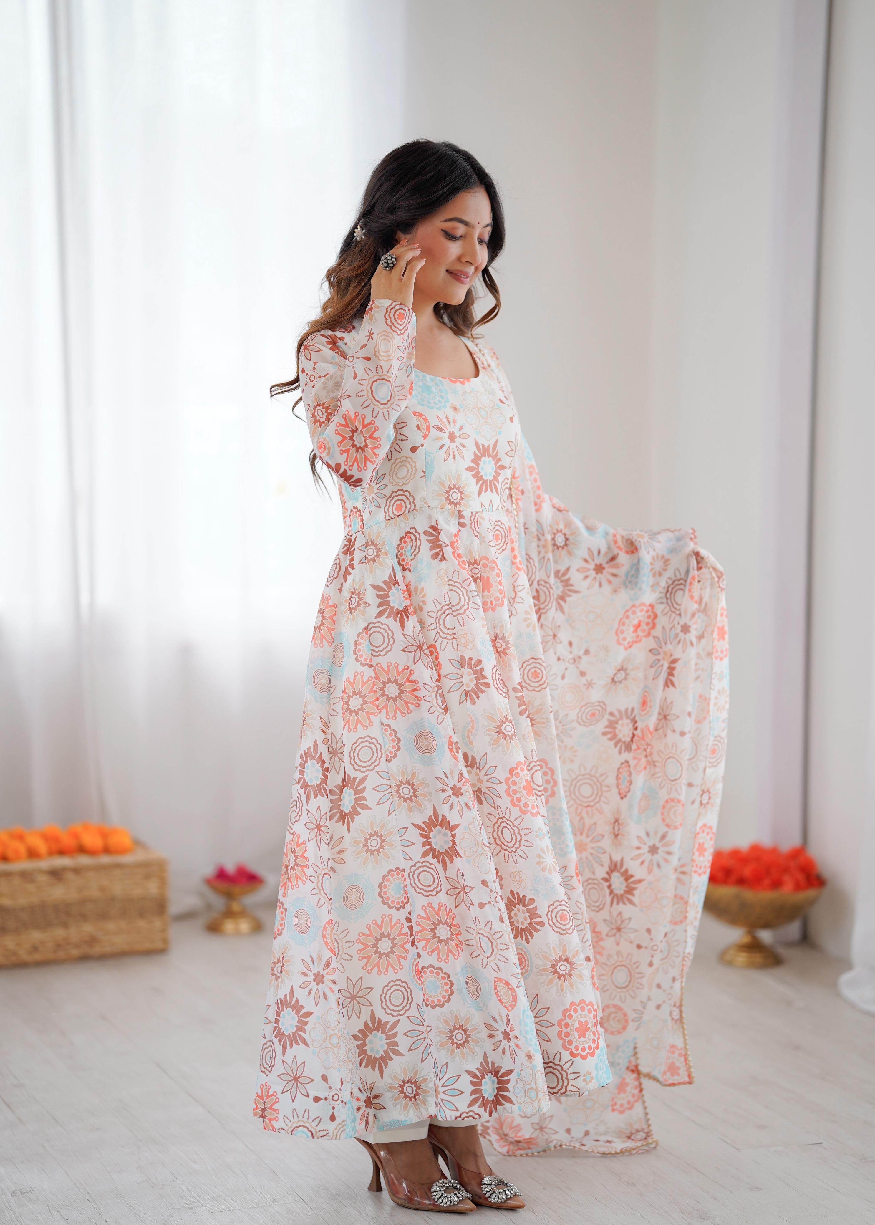 NEW SUNKISSED FLORAL PRINT KURTA PANT SET WITH DUPATTA