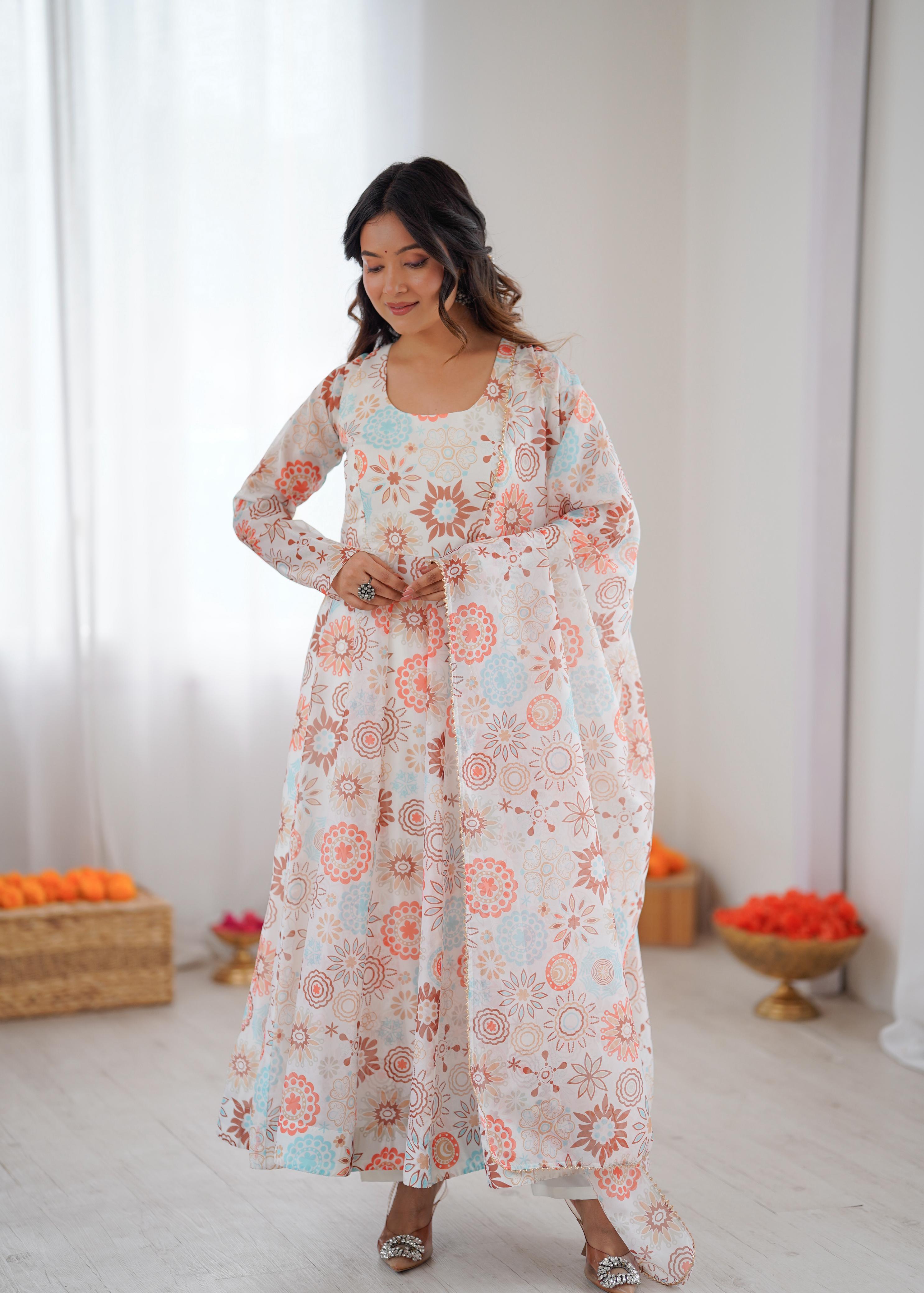 NEW SUNKISSED FLORAL PRINT KURTA PANT SET WITH DUPATTA