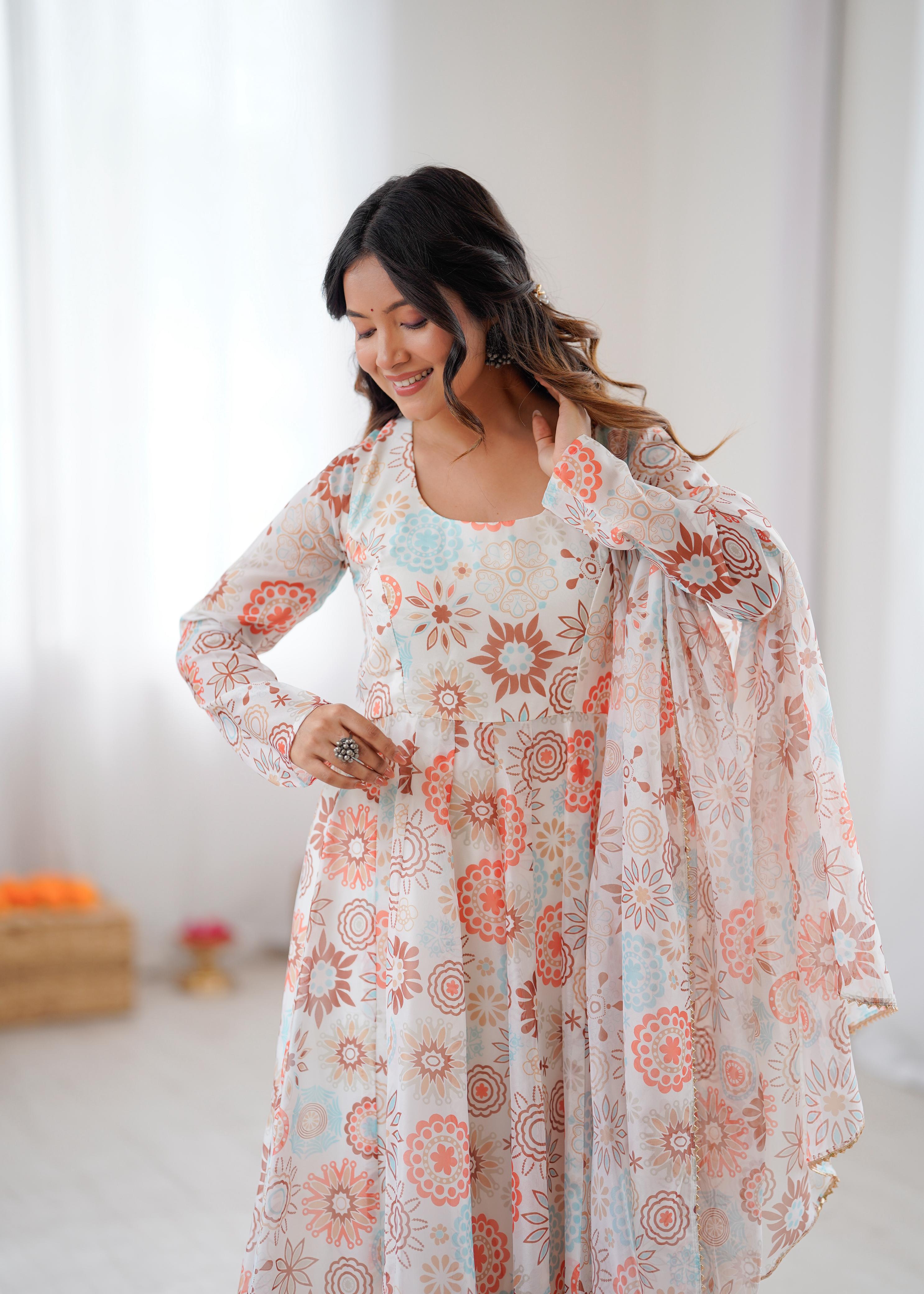 NEW SUNKISSED FLORAL PRINT KURTA PANT SET WITH DUPATTA