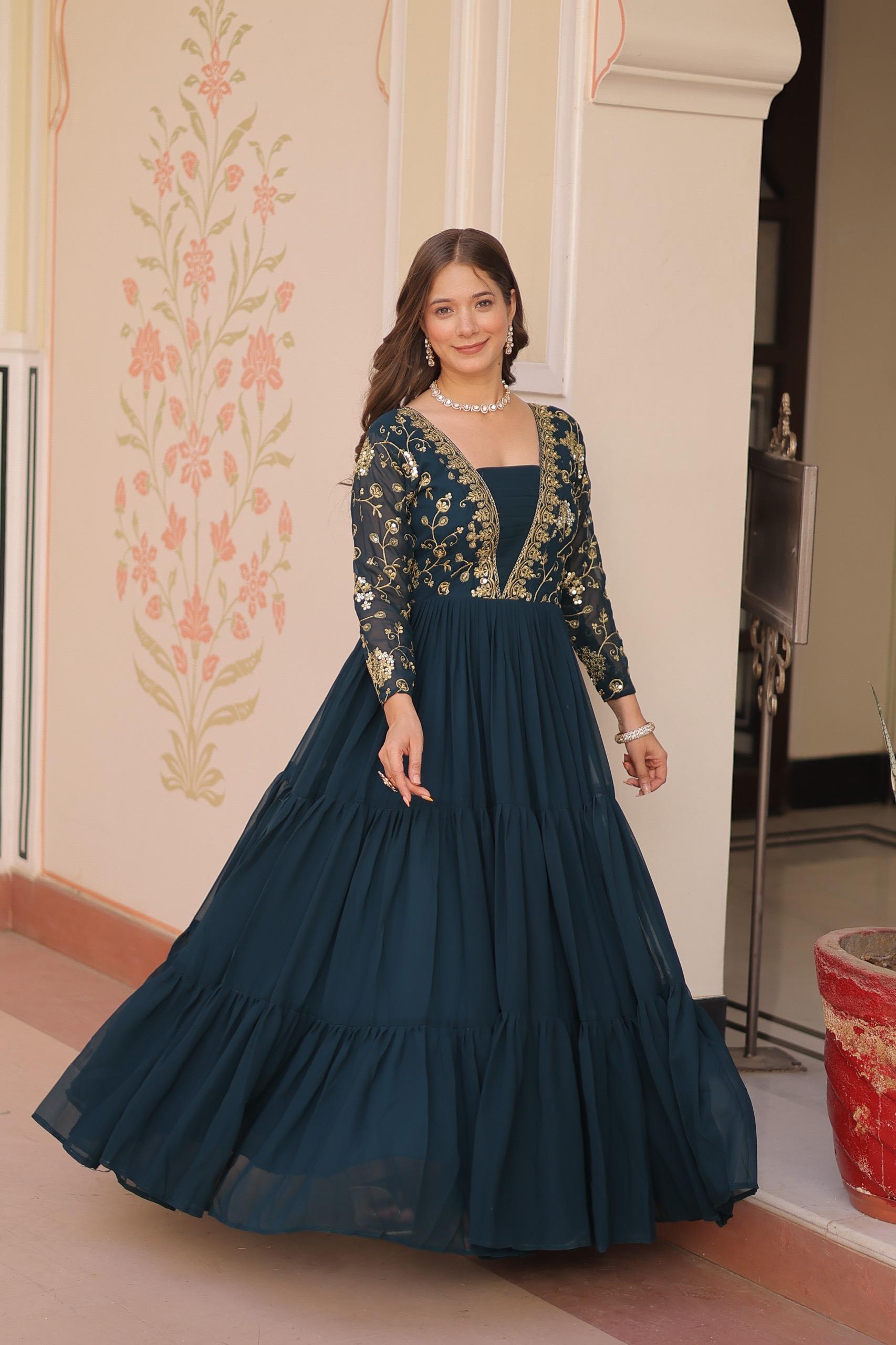 Emerald Reverie Zari & Sequin Gown