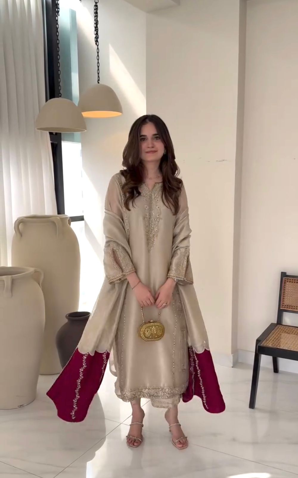 Champagne Opulence Embroidered Jimmy Choo Suit Set