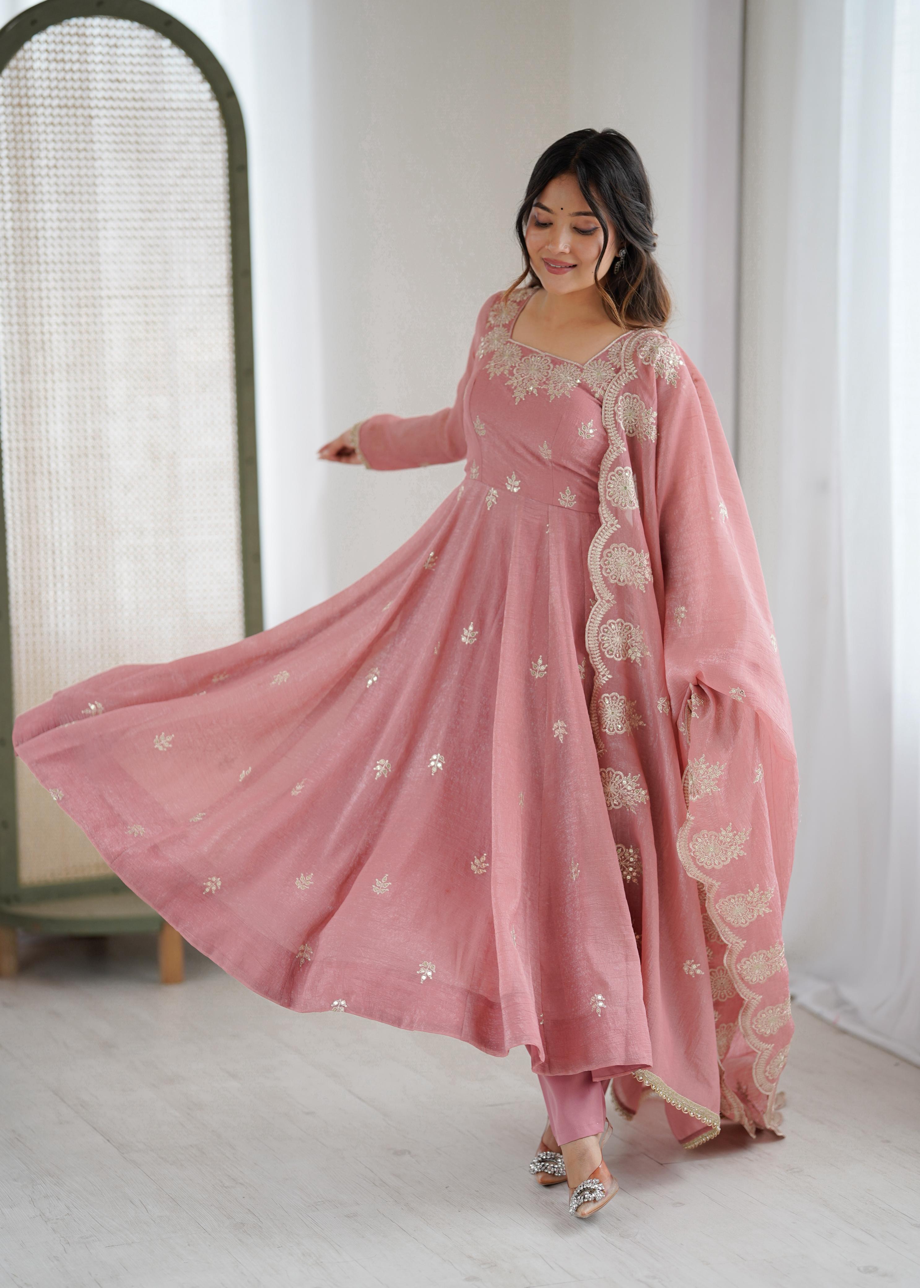 Blush Royale Crunchy Silk Embroidered Anarkali Set