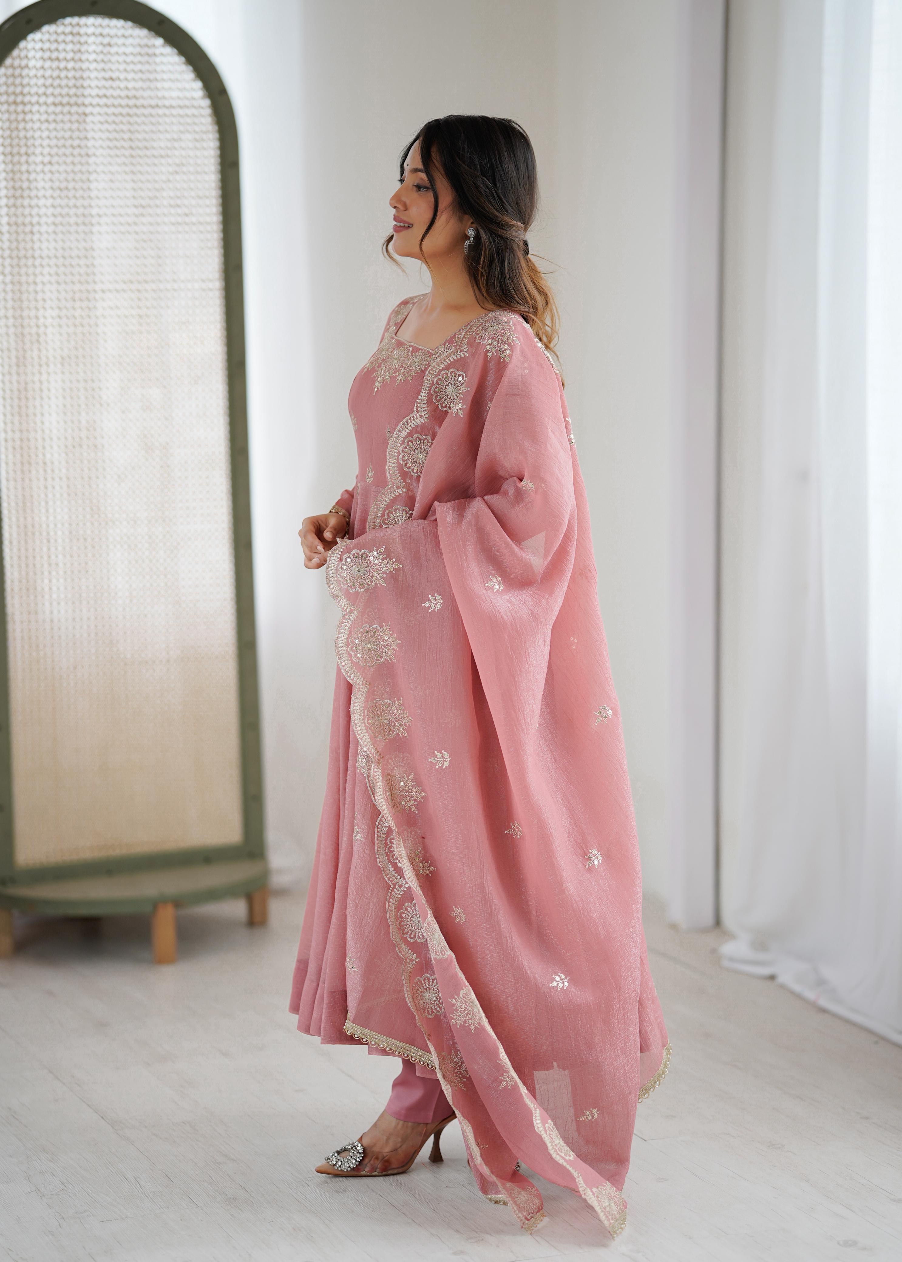 Blush Royale Crunchy Silk Embroidered Anarkali Set