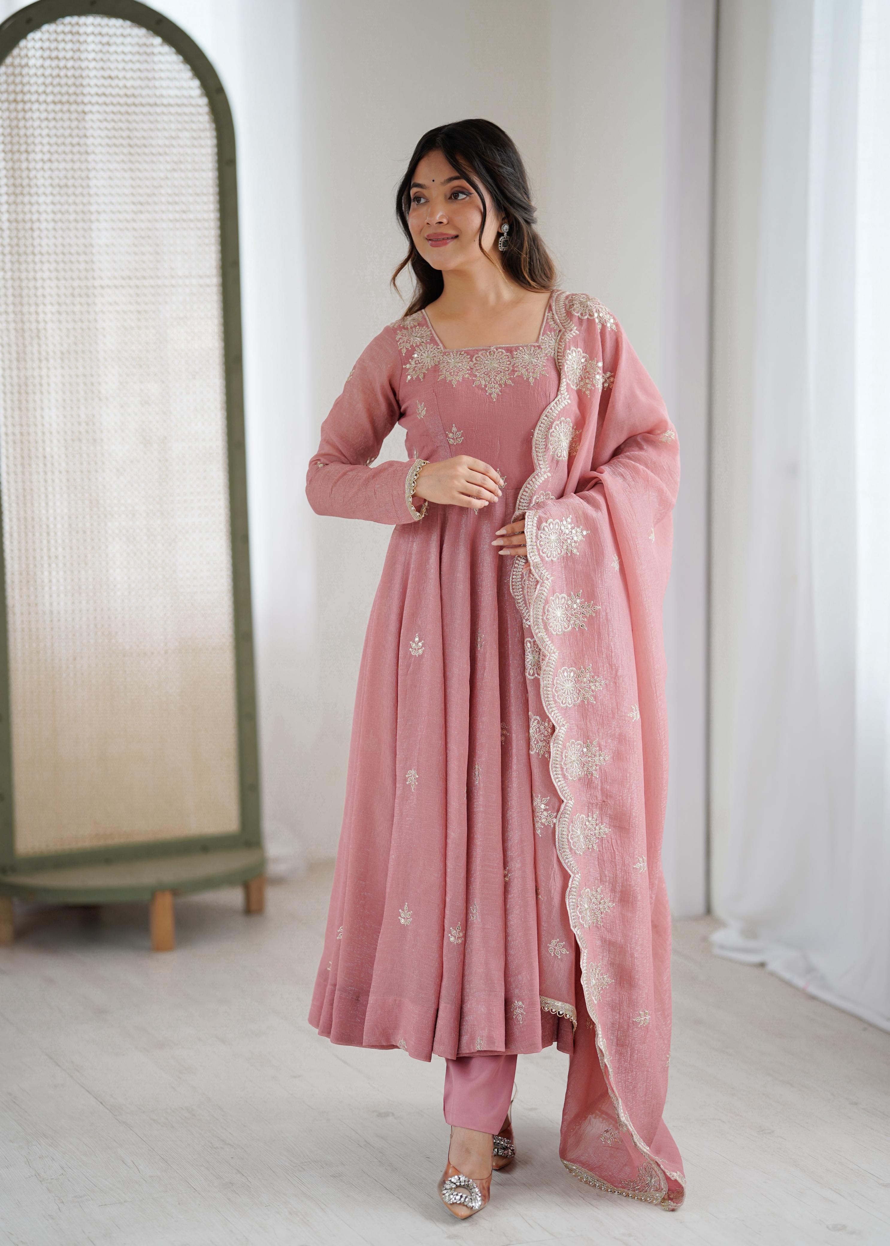 Blush Royale Crunchy Silk Embroidered Anarkali Set