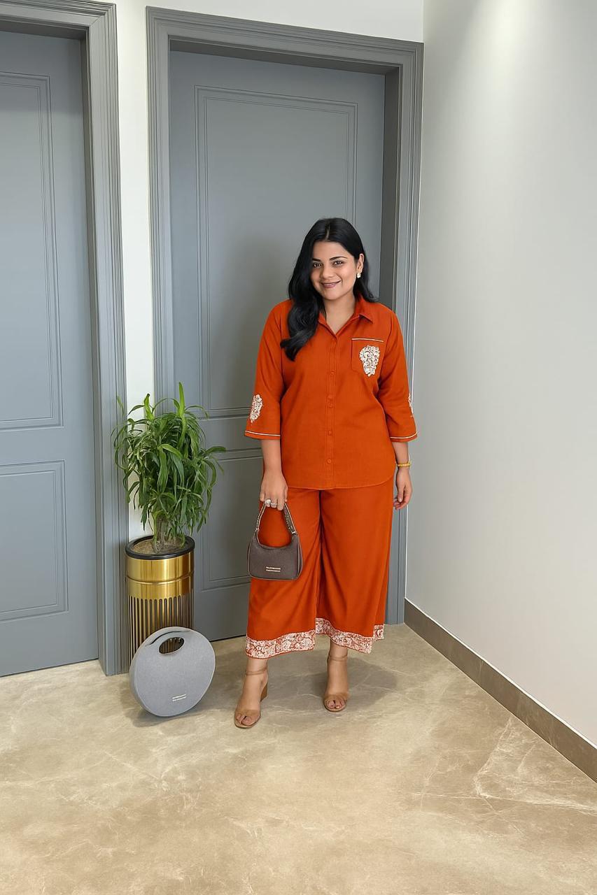 Rust Bloom Cotton Co-Ord Set