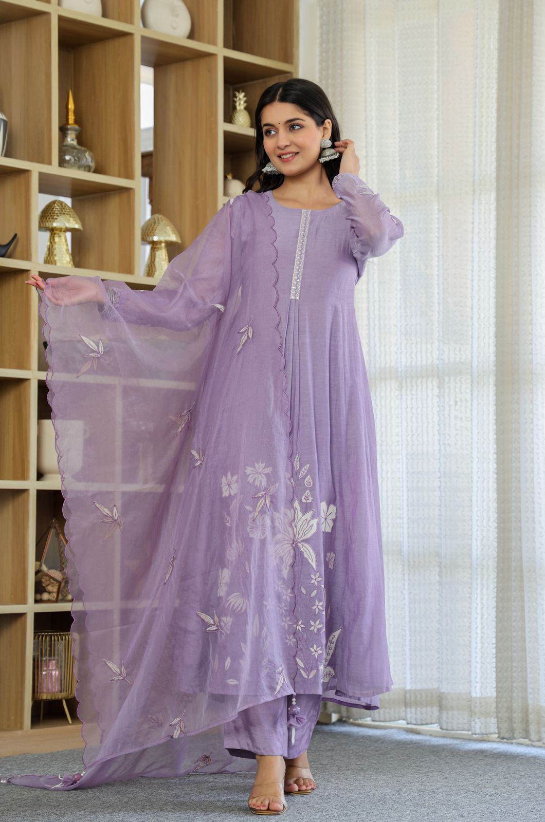 Chanderi Silk Embroidered Festival 3-Piece Suit Set