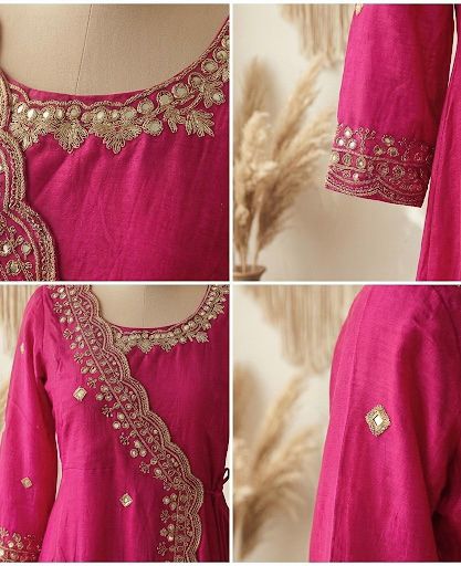 Vichitra Silk Angrakha Flared Long Dress