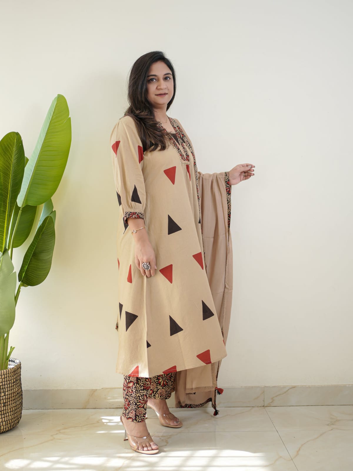 Kalamkari Triangle Pure Cotton Suit Set