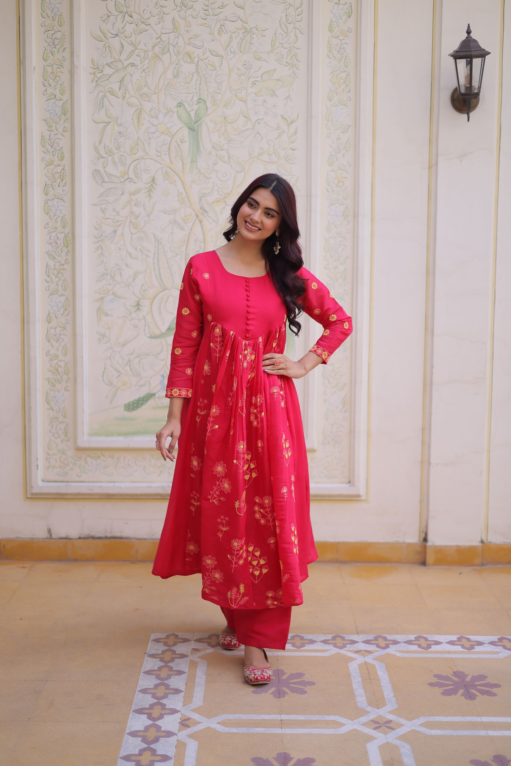 Bloom Garden Mal Chanderi Kurta Set