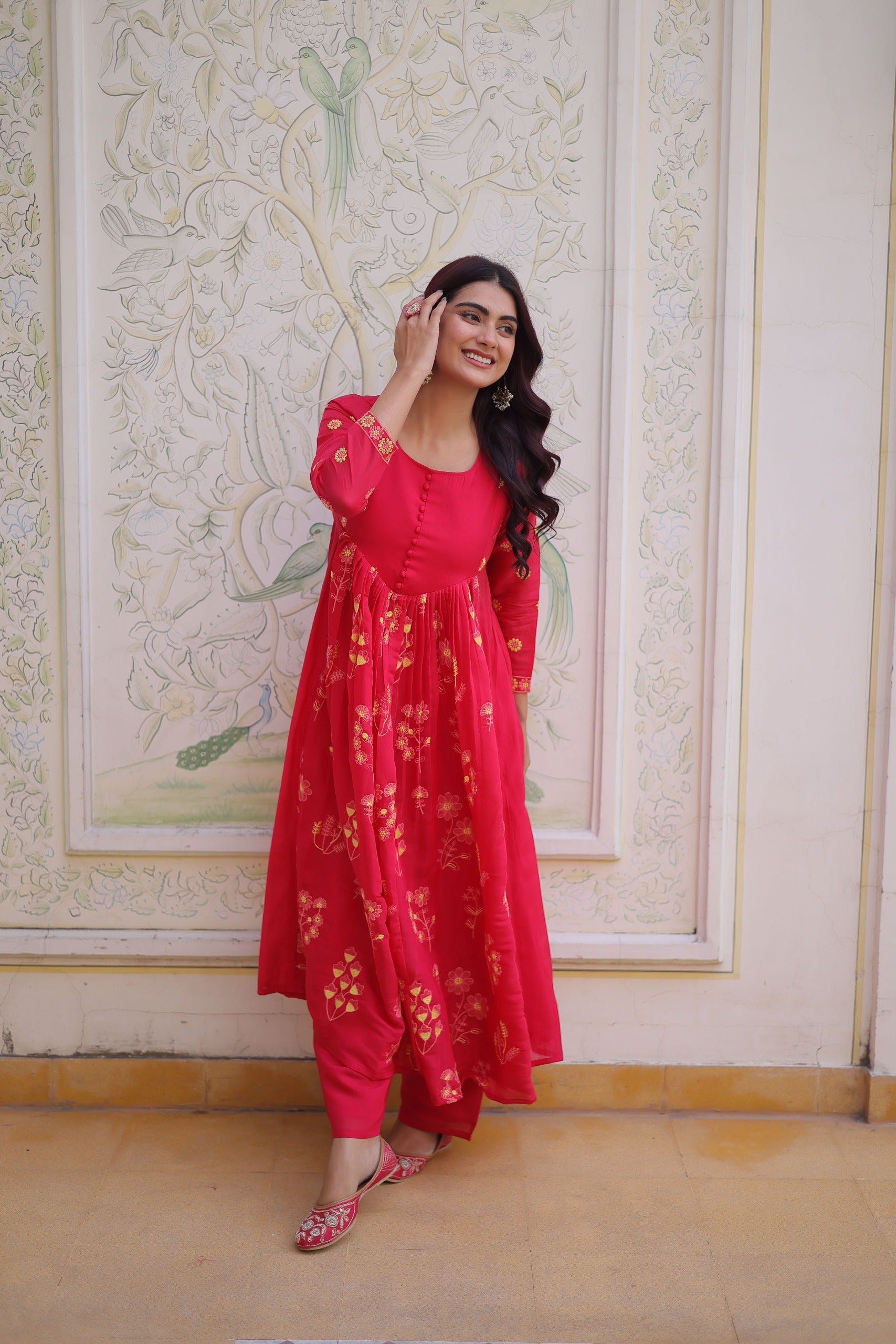 Bloom Garden Mal Chanderi Kurta Set