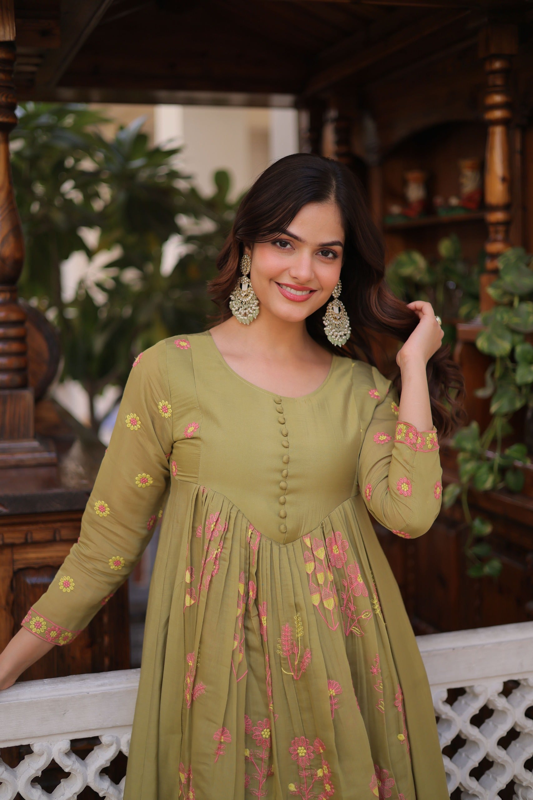 Bloom Garden Mal Chanderi Kurta Set