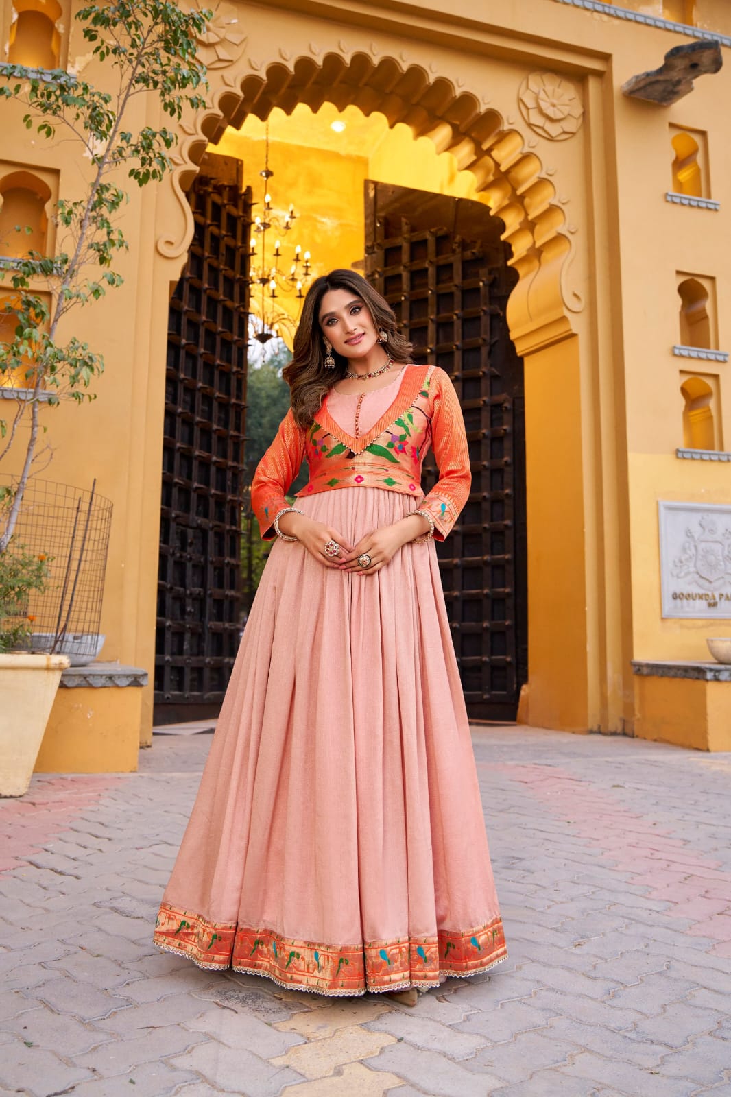 Paithani Palace Vichitra Silk Anarkali Gown
