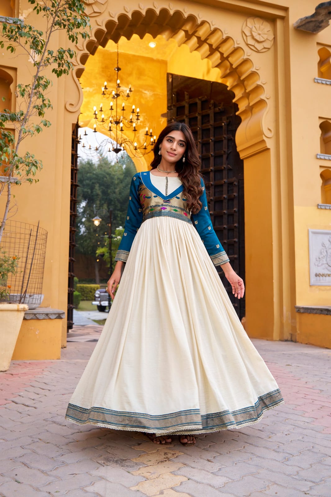 Paithani Palace Vichitra Silk Anarkali Gown