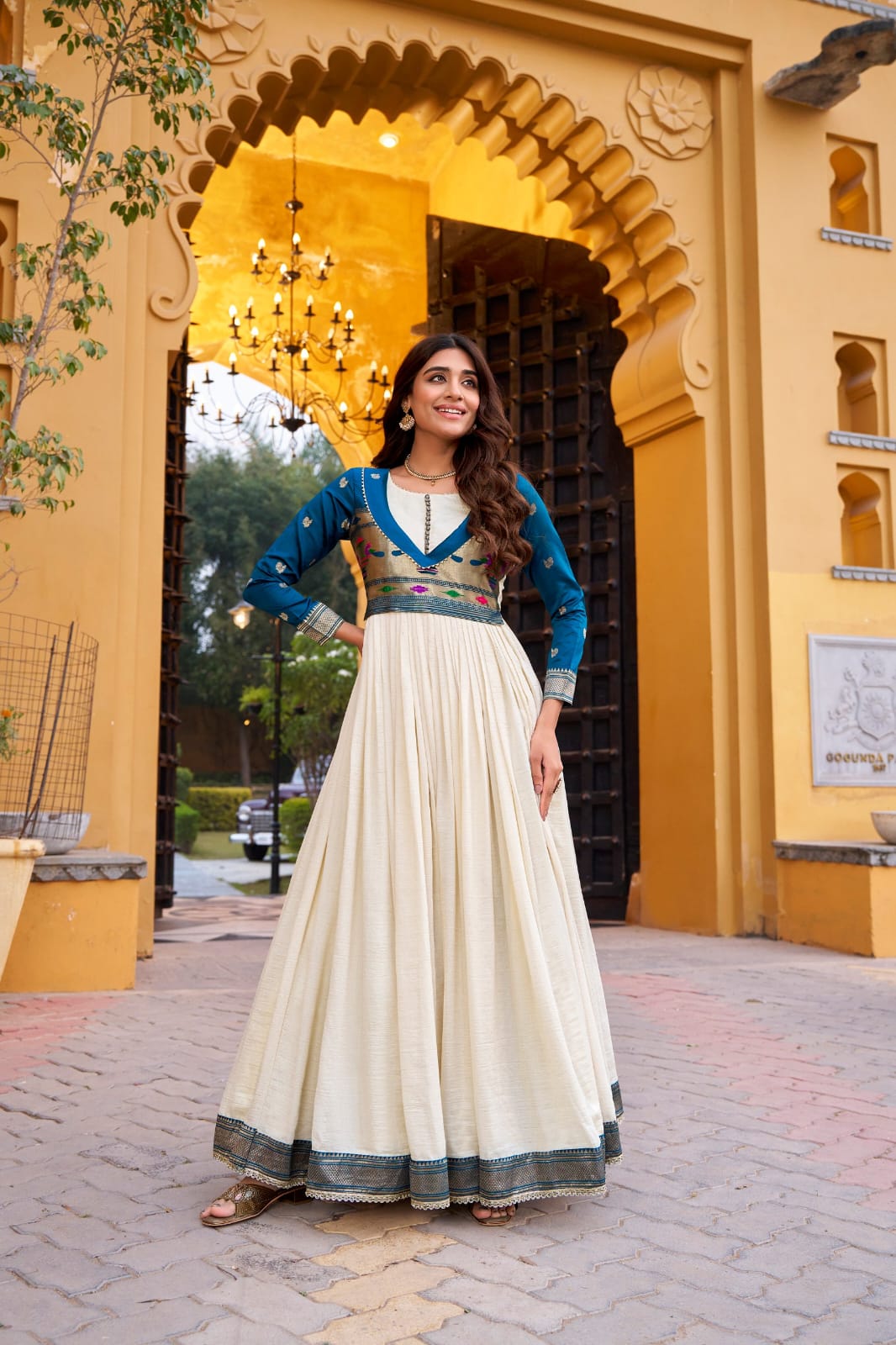 Paithani Palace Vichitra Silk Anarkali Gown