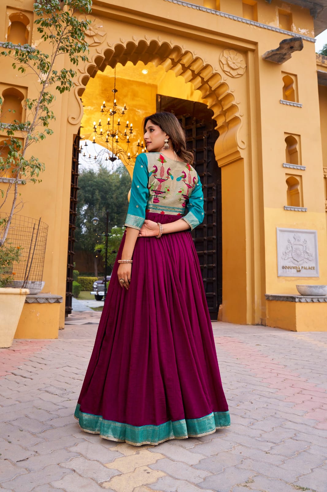 Paithani Palace Vichitra Silk Anarkali Gown