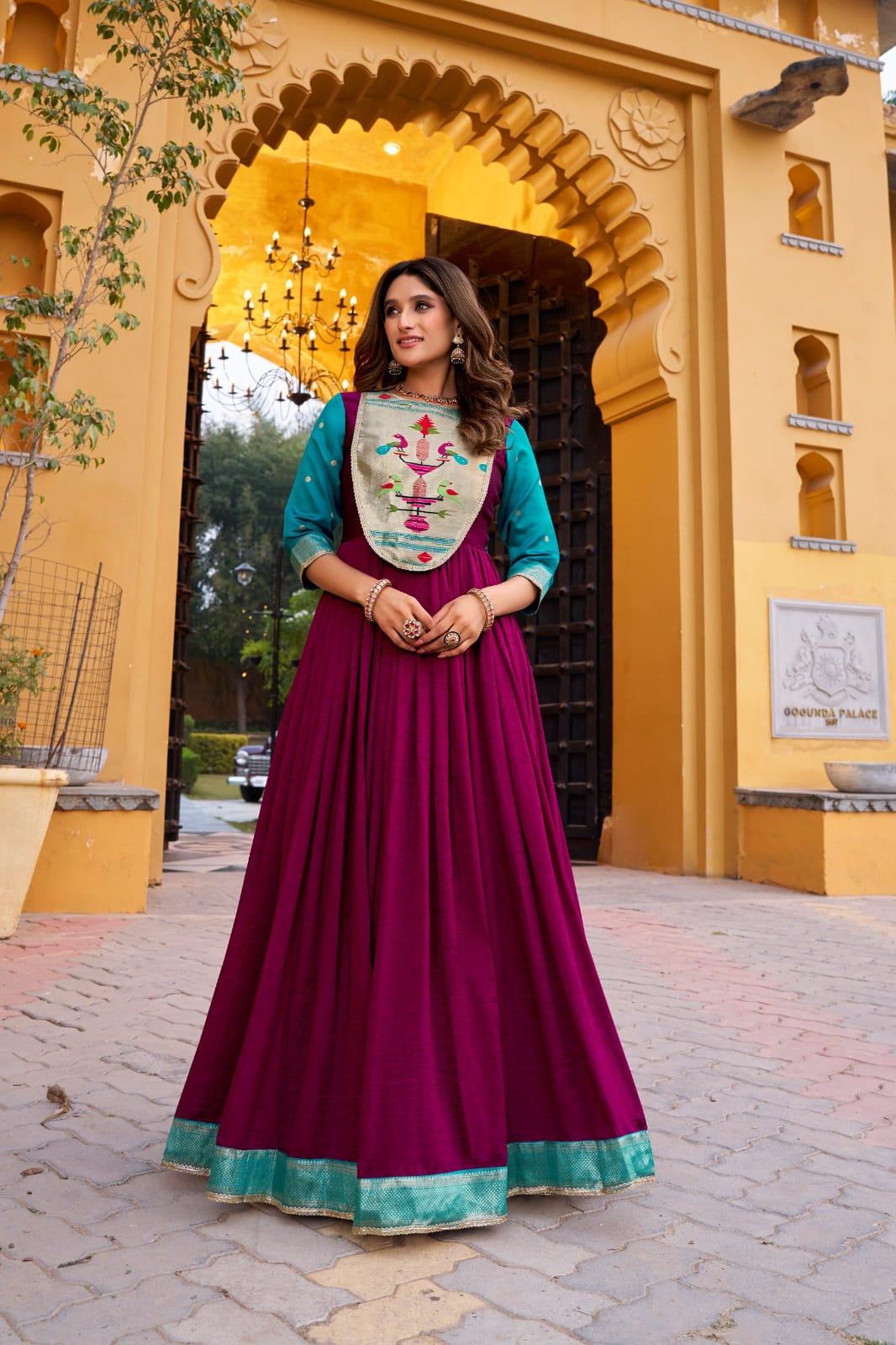 Paithani Palace Vichitra Silk Anarkali Gown