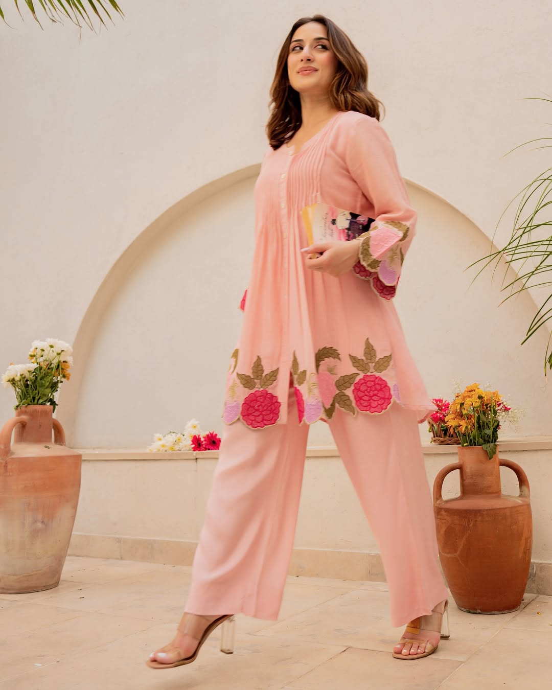 Pomegranate Bloom Mal Chanderi Co-ord Set