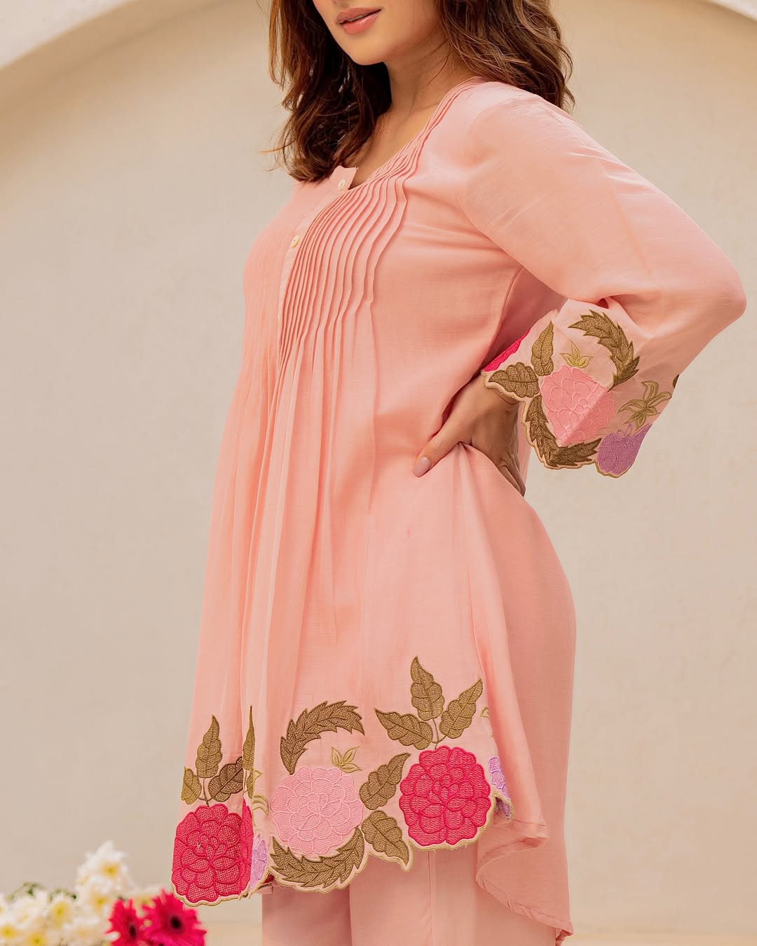 Pomegranate Bloom Mal Chanderi Co-ord Set