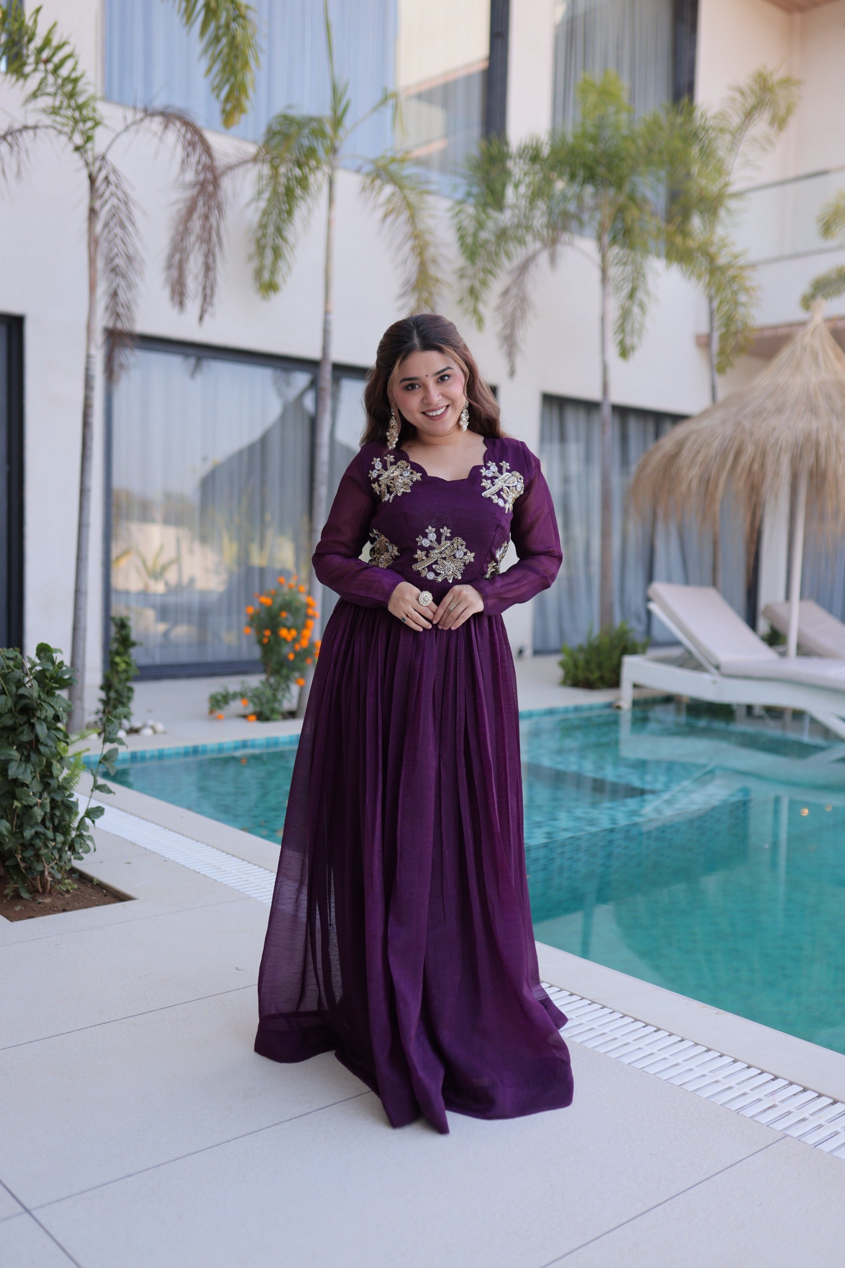 Dewdrop Beads Silver Crunchy Gown