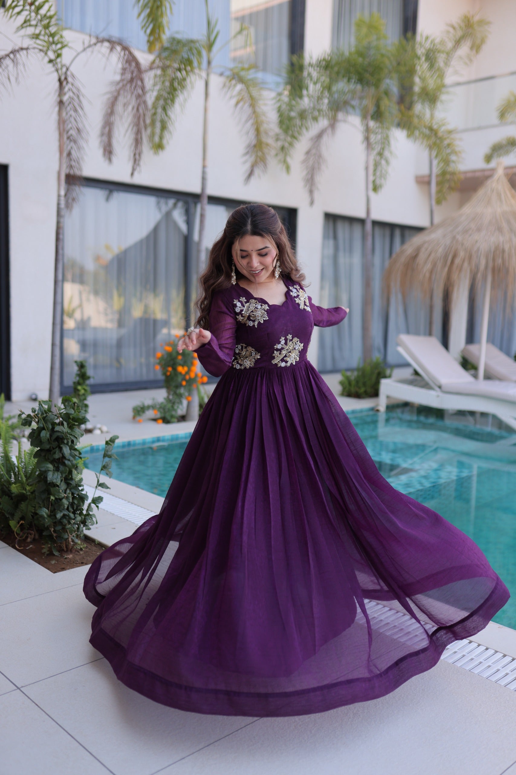 Dewdrop Beads Silver Crunchy Gown