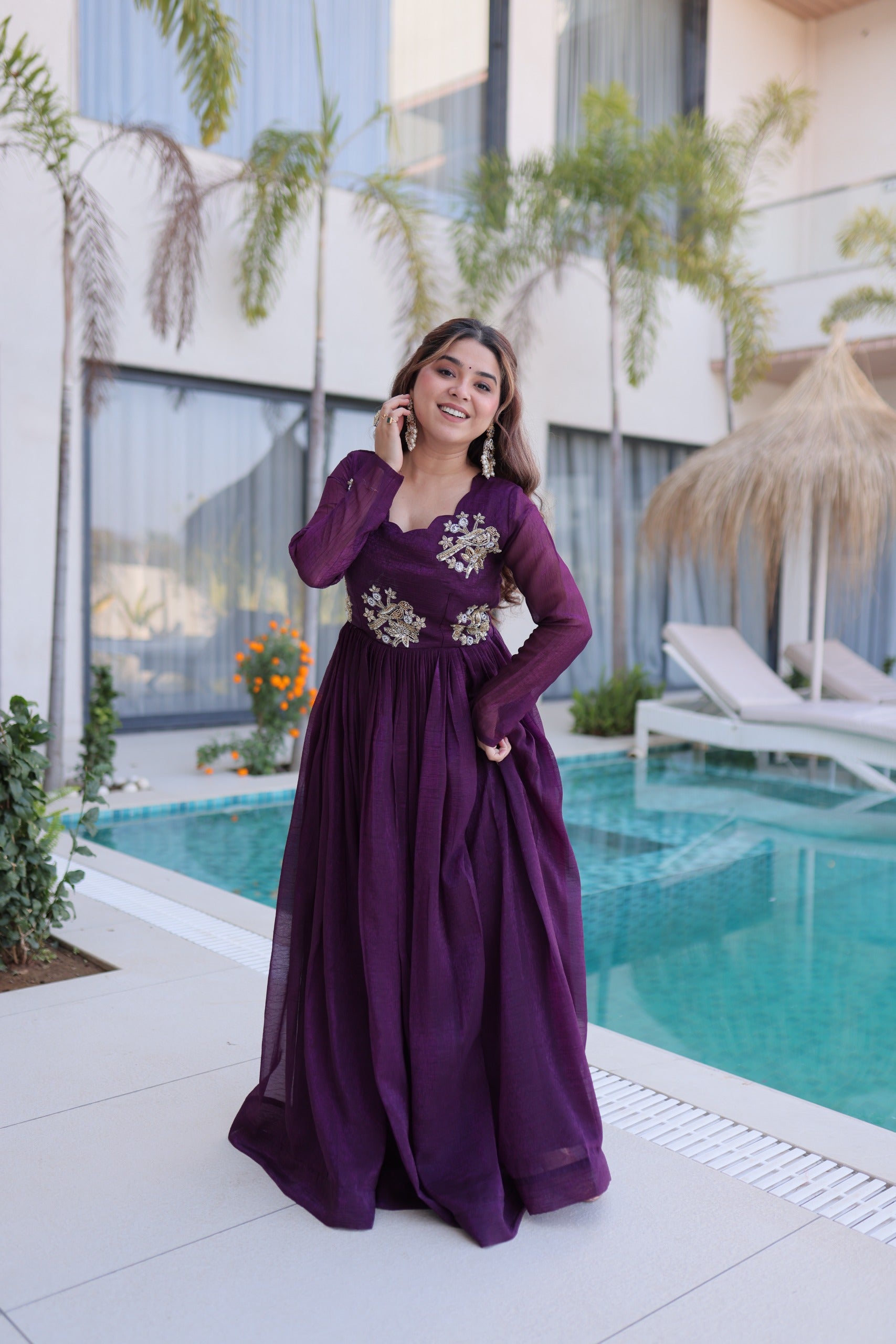 Dewdrop Beads Silver Crunchy Gown