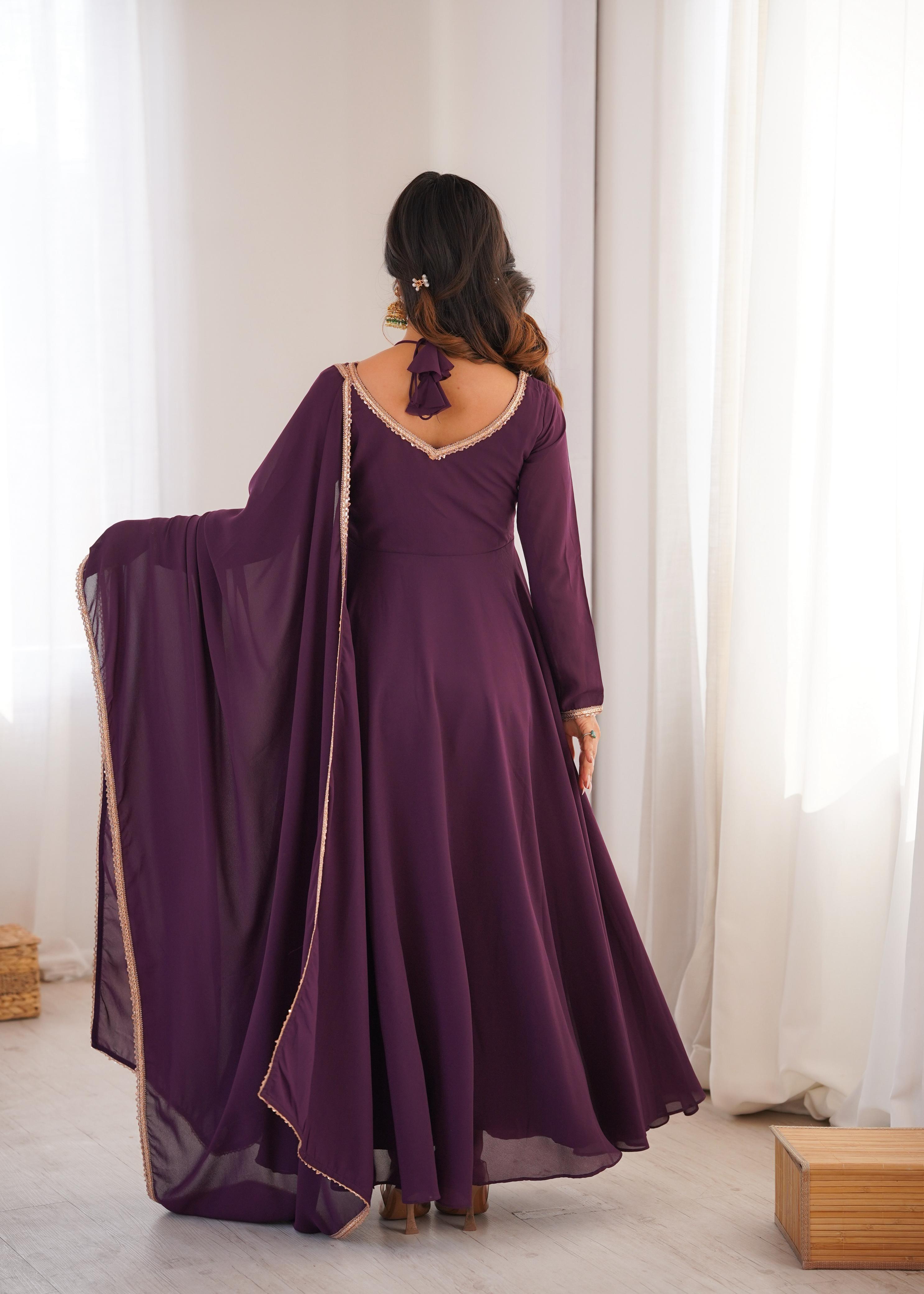 Dori Neck Georgette Anarkali Gown Set