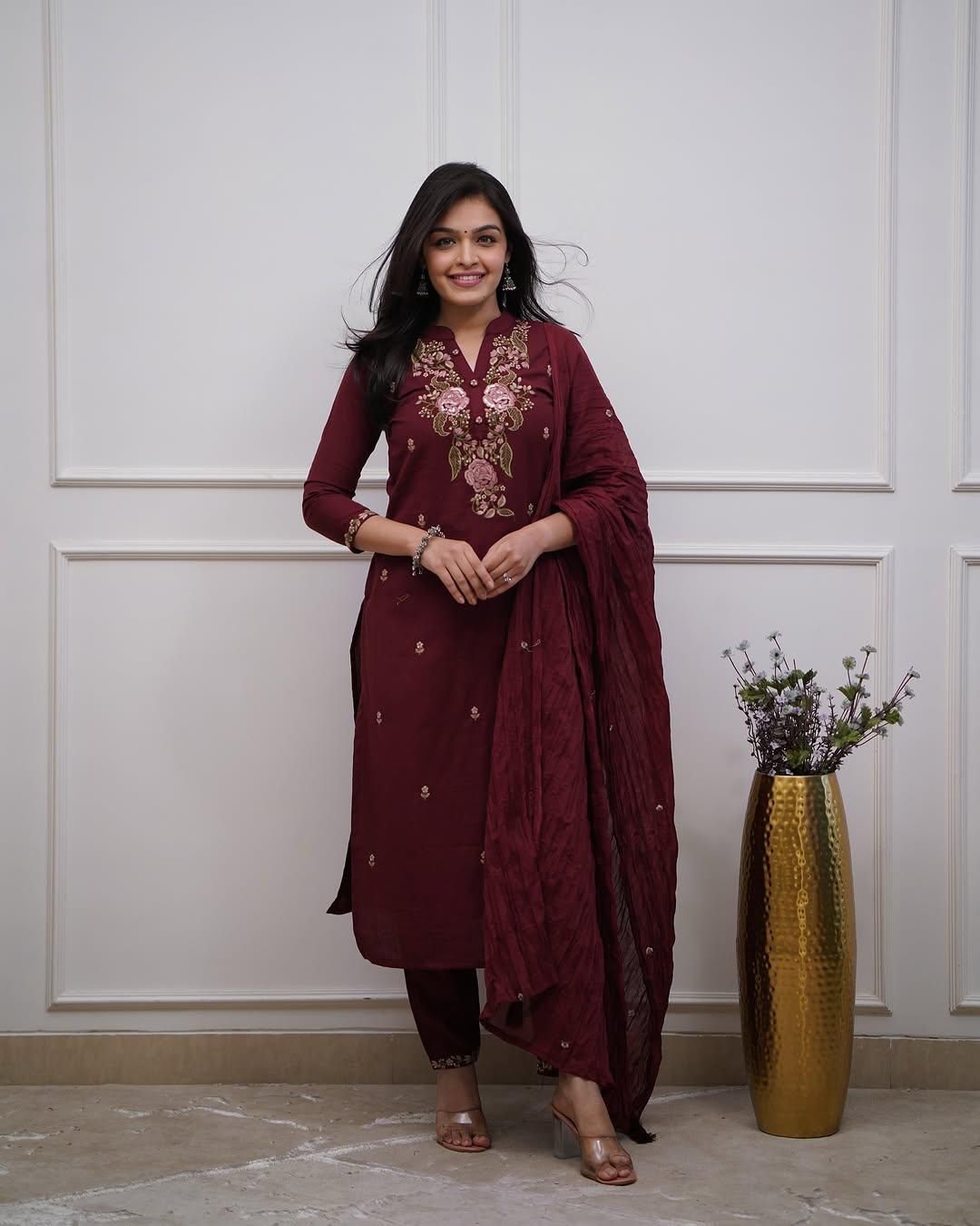 Maroon Elegance Cotton Set