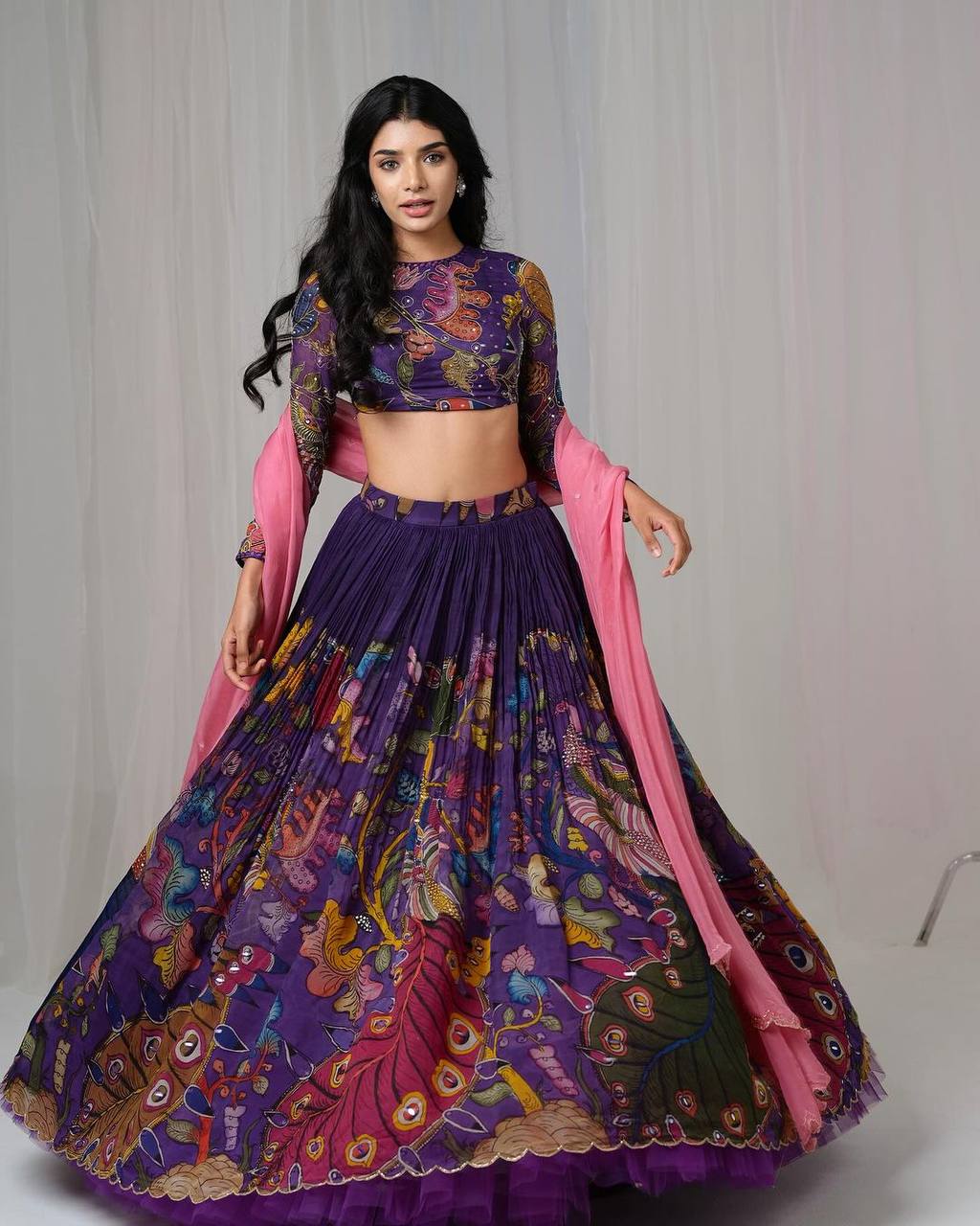 Peacock Royale Kalamkari Lehenga Choli Set