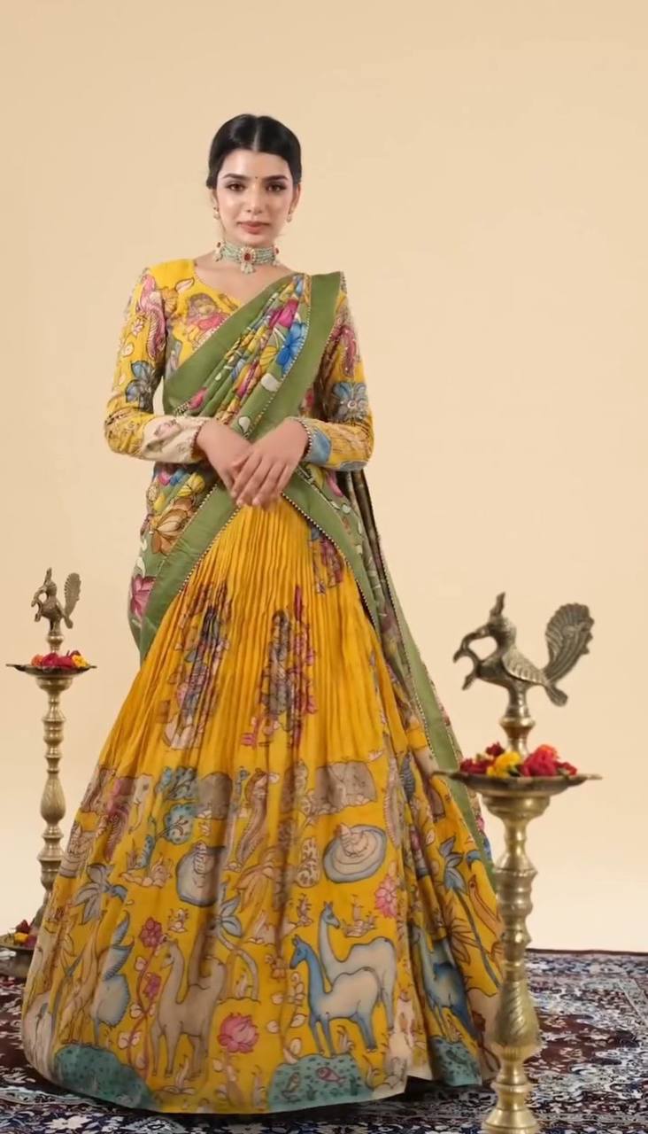 Marigold Muse Kalamkari Bloom Lehenga Choli Set