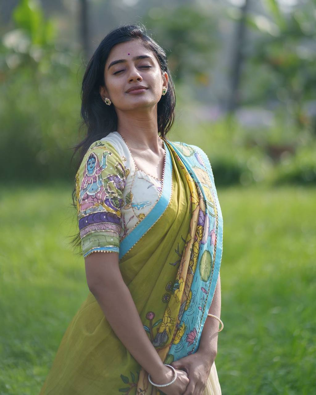 Pistachio Green & Sky Blue Pastel Symphony Kalamkari Dream Lehenga Choli Set