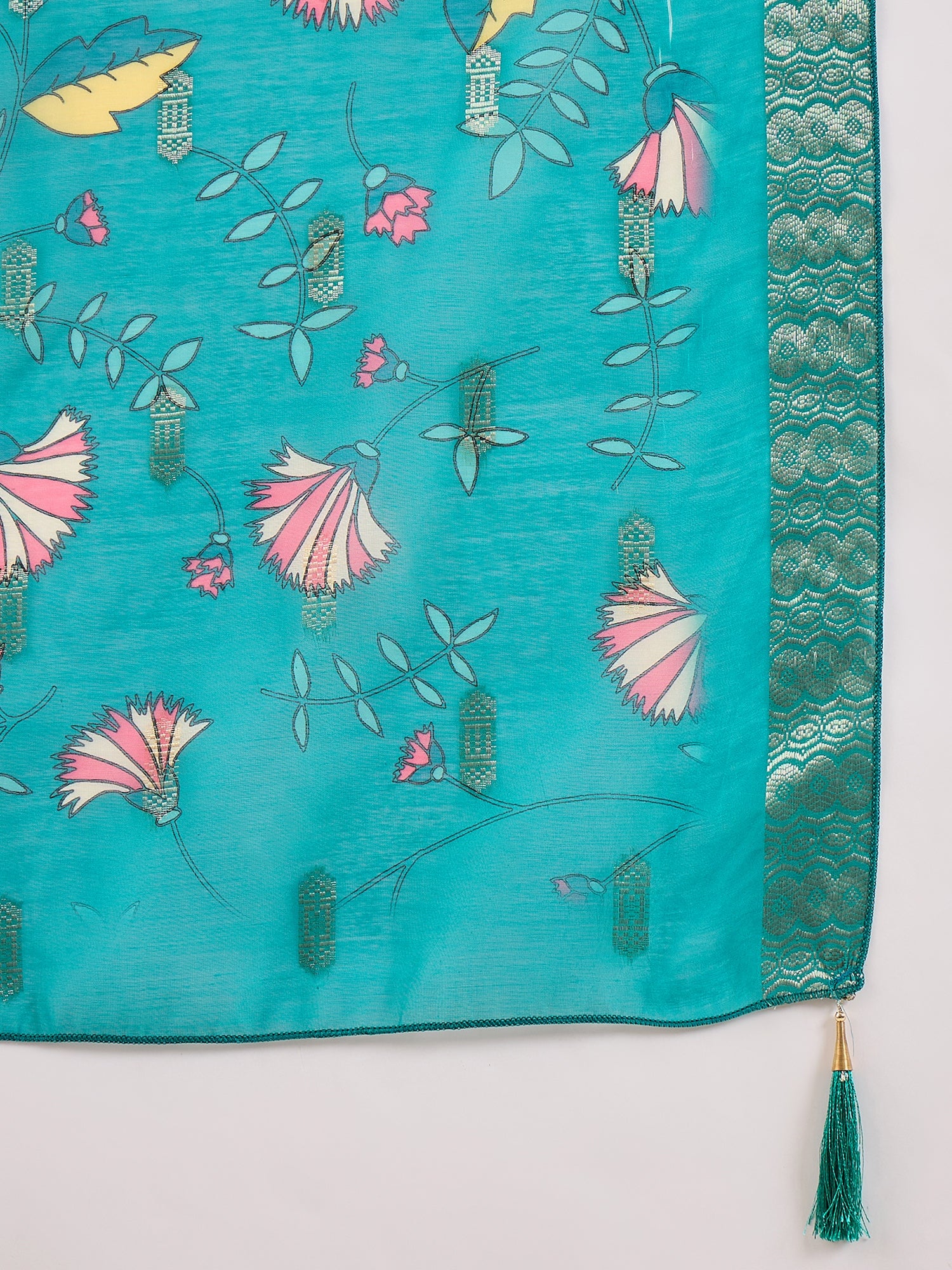 Women Kurta and Pant Dupatta Set Viscose Rayon Fabric with Embroidery Handwork