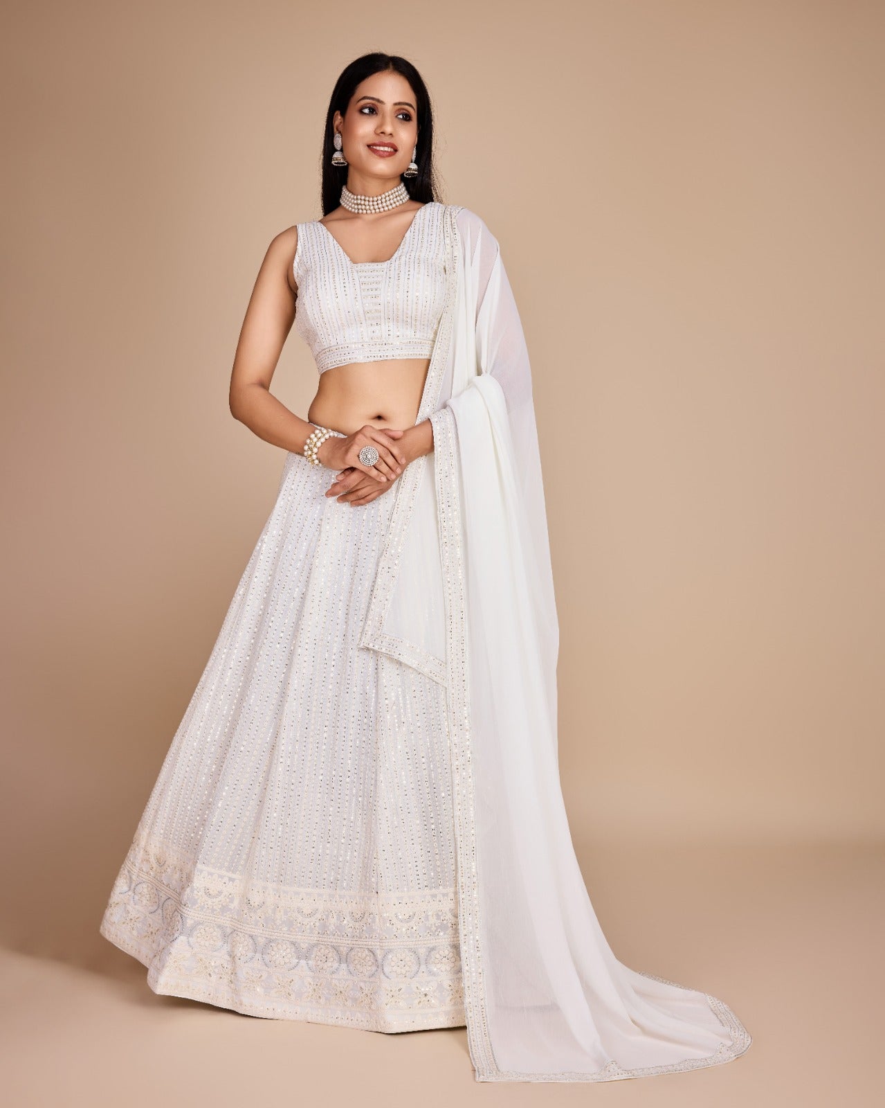 Pearl Elegance White Lehenga Choli