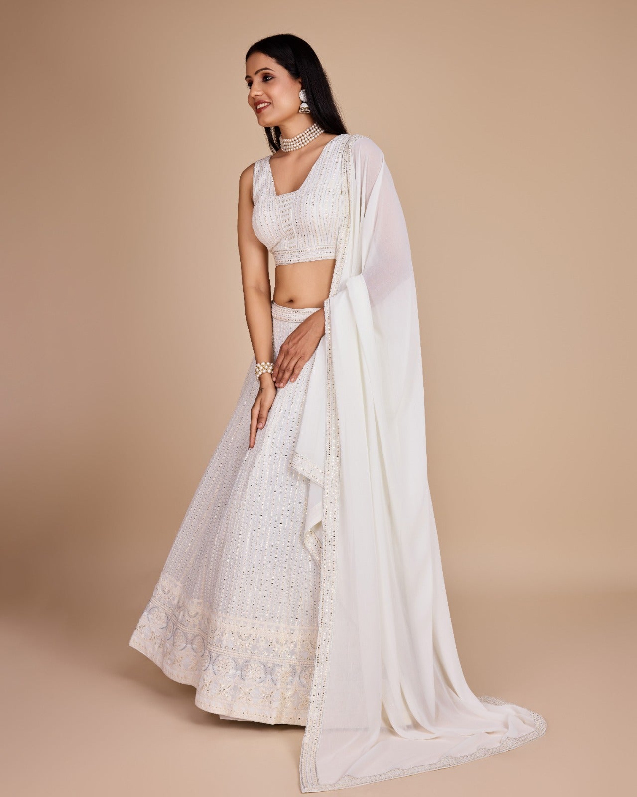 Pearl Elegance White Lehenga Choli