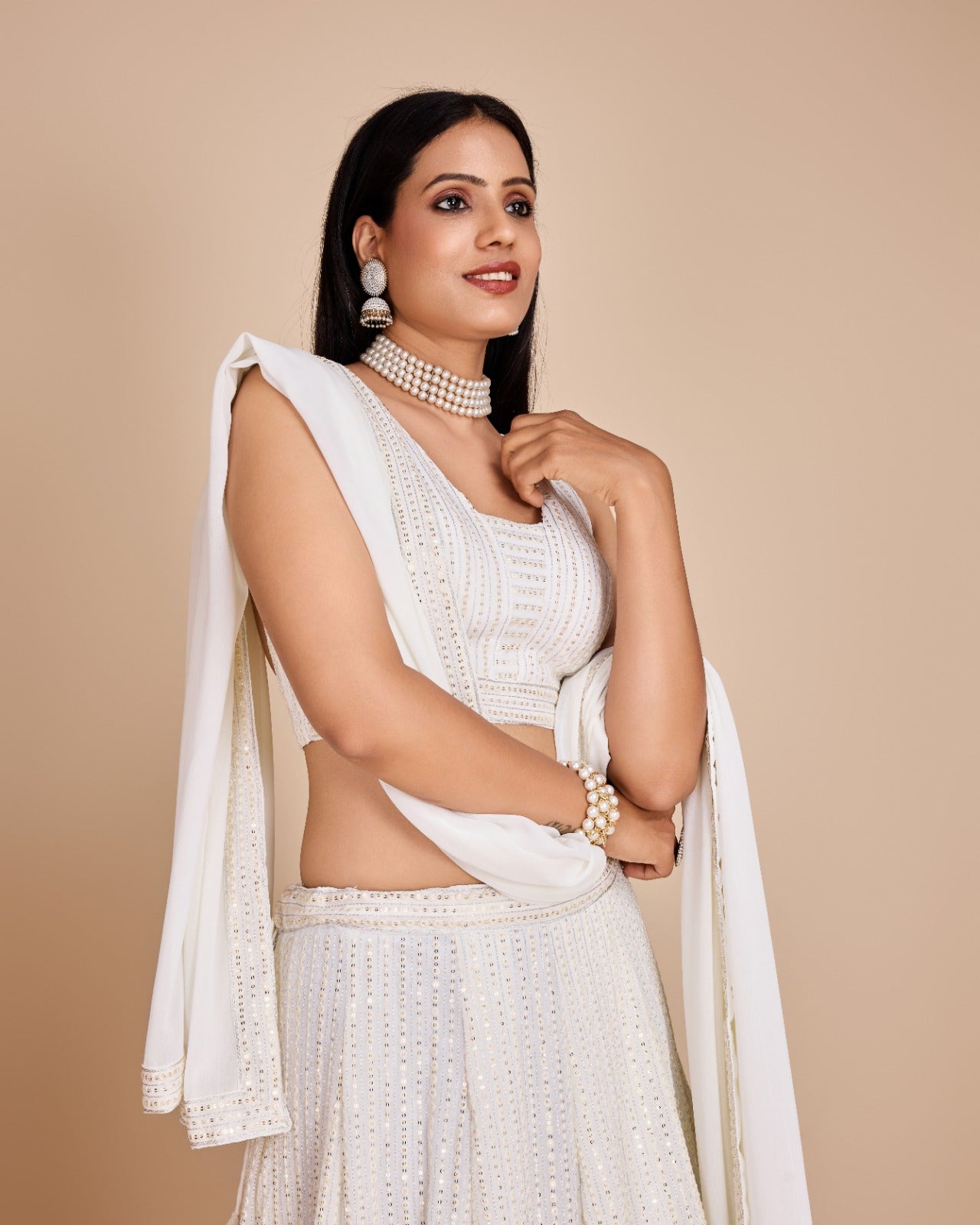 Pearl Elegance White Lehenga Choli