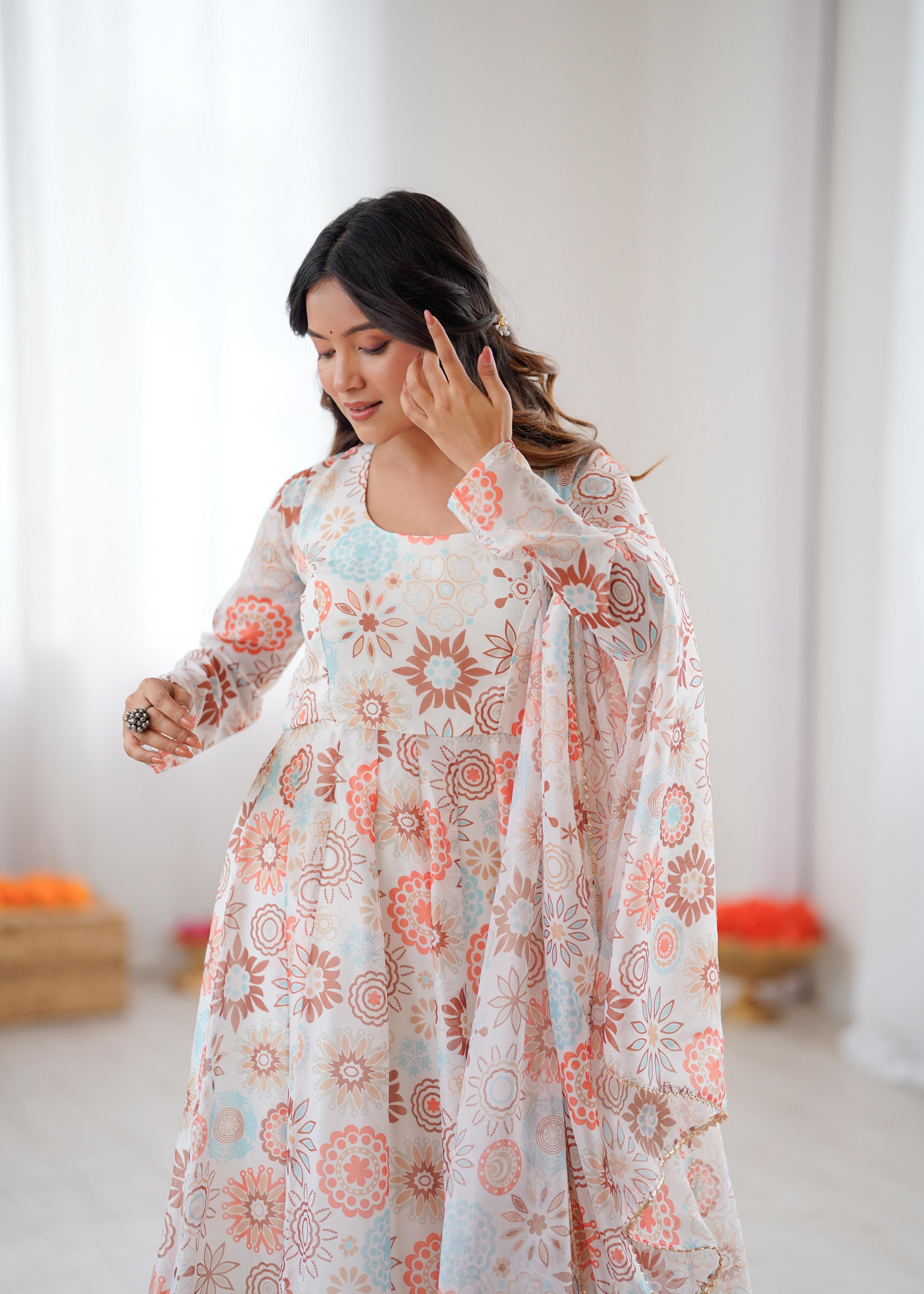 NEW SUNKISSED FLORAL PRINT KURTA PANT SET WITH DUPATTA